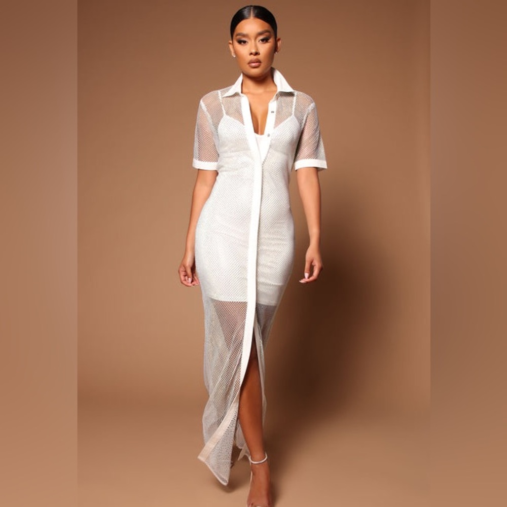 NWT fashion nova luxe Gina shirt dress size small